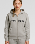Blossom Heavy Gray Oversized Zipper Hoodie