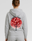 Blossom Heavy Gray Oversized Zipper Hoodie